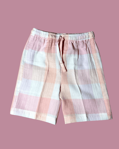 Short Sleeve Resort Collar Shirt with Shorts - Unisex Muslin Co-ord Set