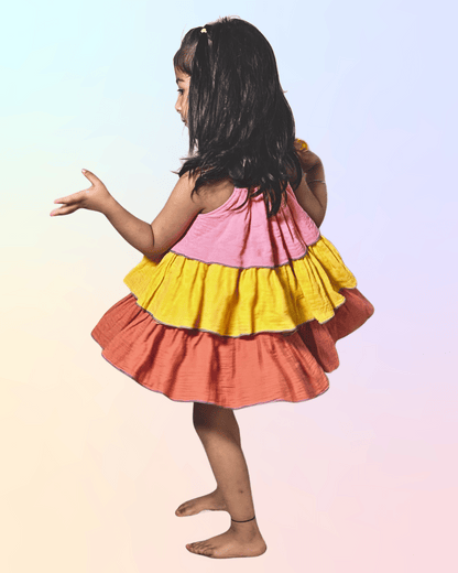 100% Organic Cotton Sunset Bloom Layered Dress