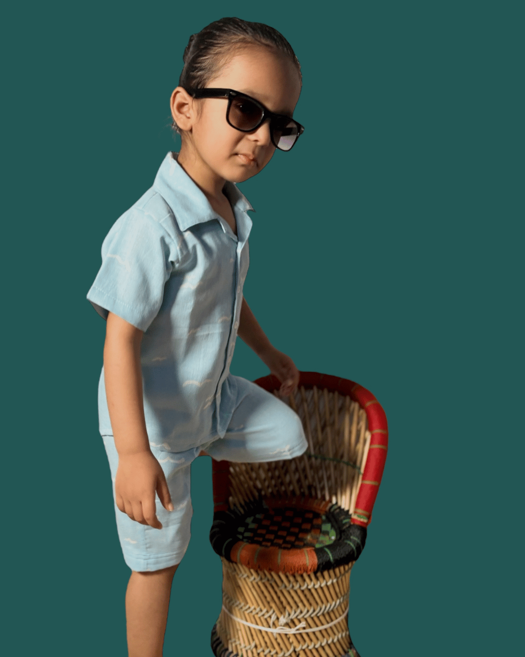 Short Sleeve Resort Collar Shirt with Shorts - Unisex Muslin Co-ord Set