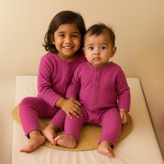 Organic Cotton Muslin Snap Up Rompers - Combo of 2 (Tie Die + Purple)