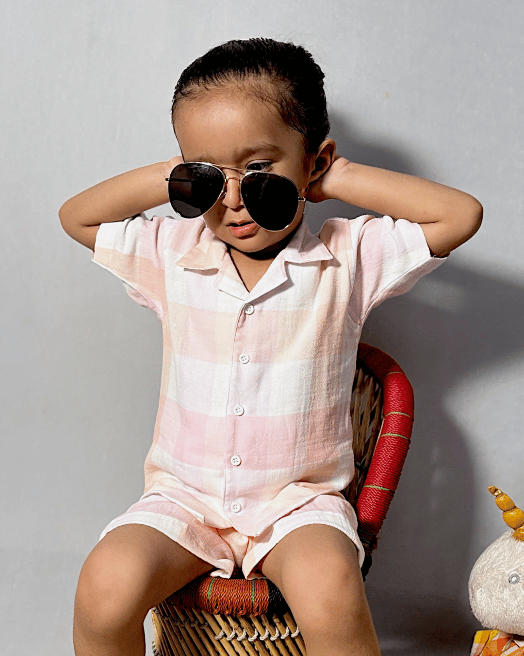 Short Sleeve Resort Collar Shirt with Shorts - Unisex Muslin Co-ord Set