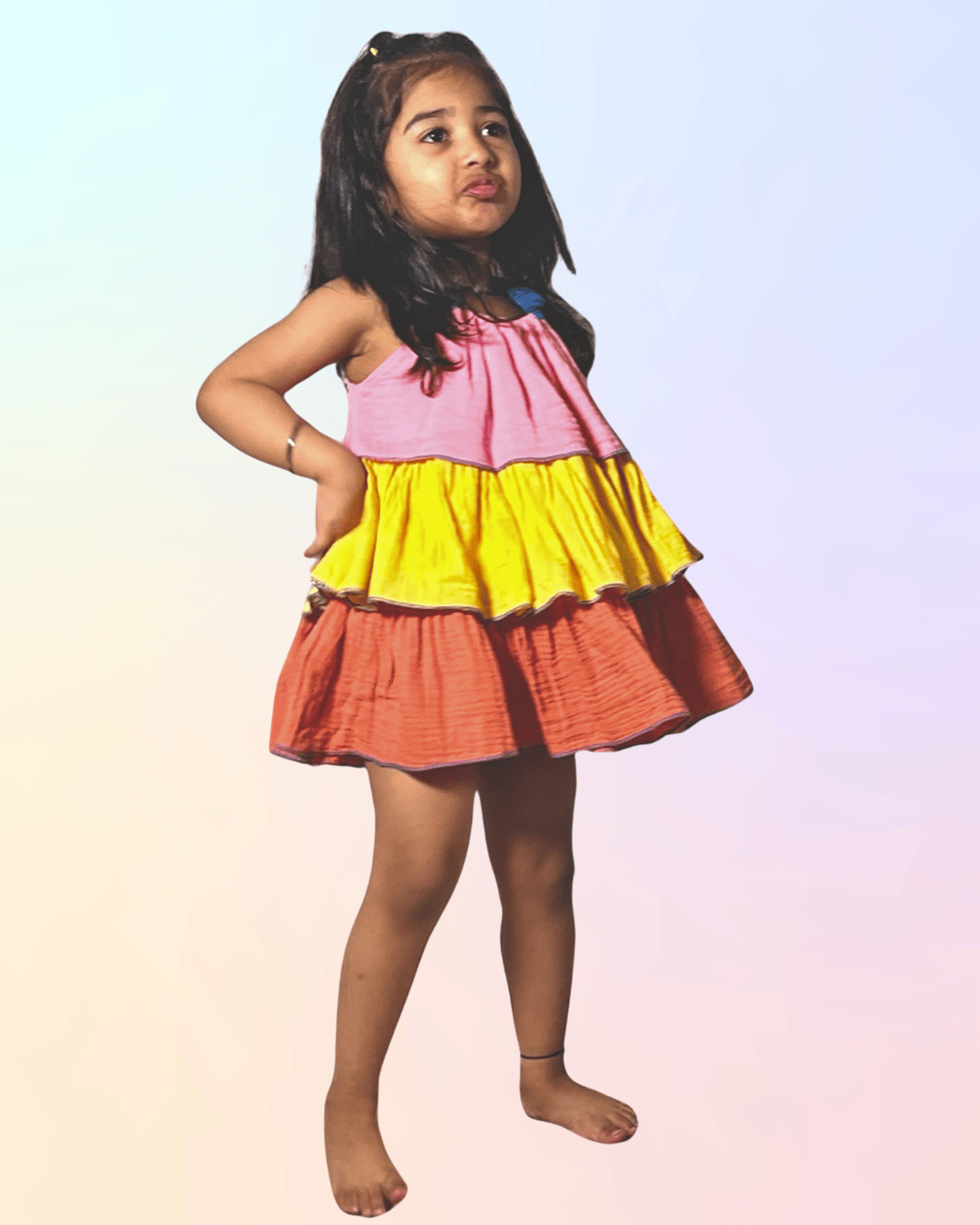 100% Organic Cotton Sunset Bloom Layered Dress