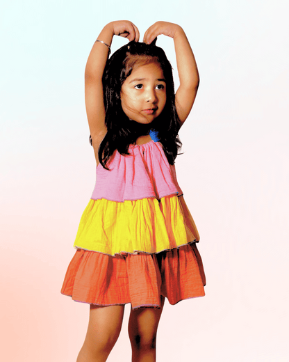 100% Organic Cotton Sunset Bloom Layered Dress