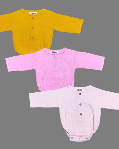 Organic Cotton Full Sleeve Onesie - Combo of 3
