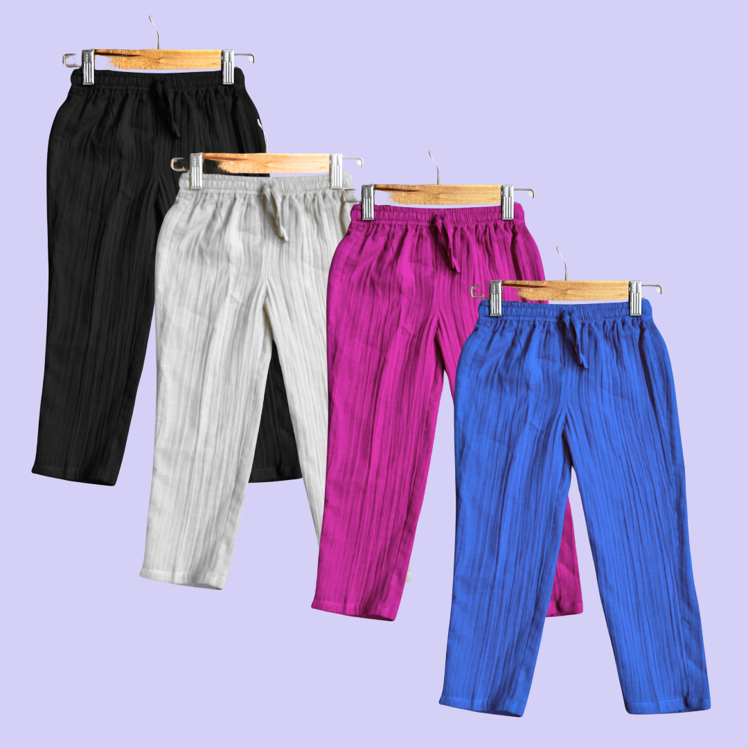 Muslin Polo Tee with Full Length Pajama - Combo of 4 Sets