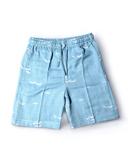 Short Sleeve Resort Collar Shirt with Shorts - Unisex Muslin Co-ord Set