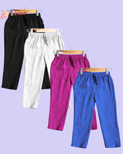 Muslin Full Length Bottoms (Pajama) - Set of 4