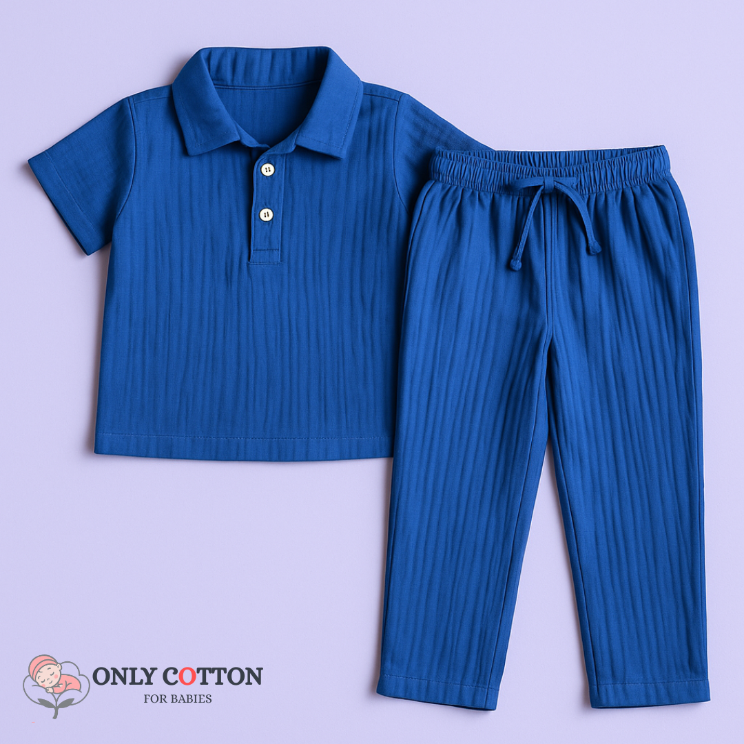 Muslin Polo Tee with Full Length Pajama - Combo of 4 Sets