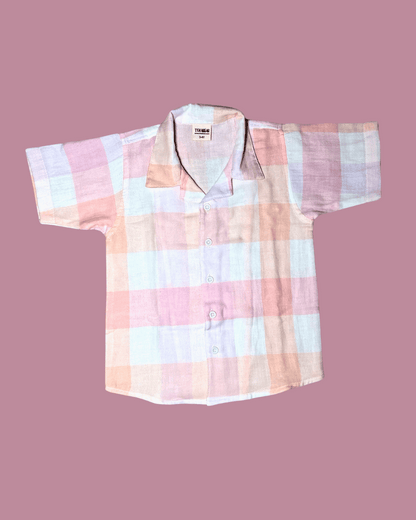 Short Sleeve Resort Collar Shirt with Shorts - Unisex Muslin Co-ord Set