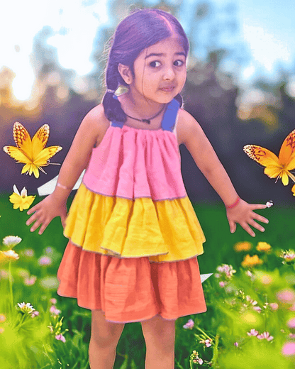 100% Organic Cotton Sunset Bloom Layered Dress