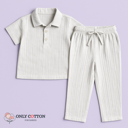 Muslin Polo Tee with Full Length Pajama - Combo of 4 Sets