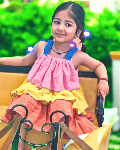 100% Organic Cotton Sunset Bloom Layered Dress