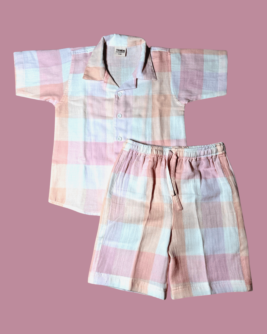 Short Sleeve Resort Collar Shirt with Shorts - Unisex Muslin Co-ord Set