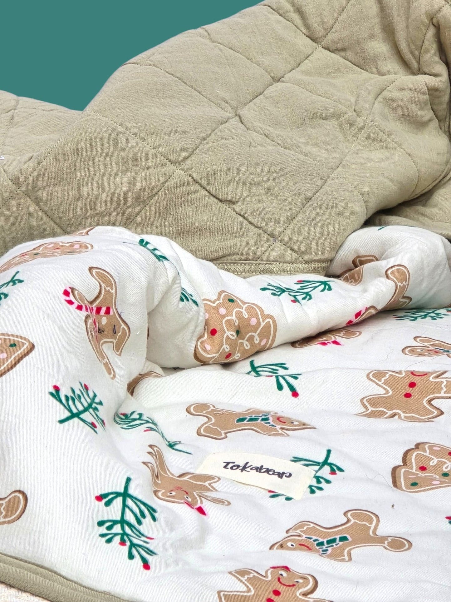 Soft Flannel and Muslin Quilted Toddler Blanket for Toddlers – Gingerbread Man