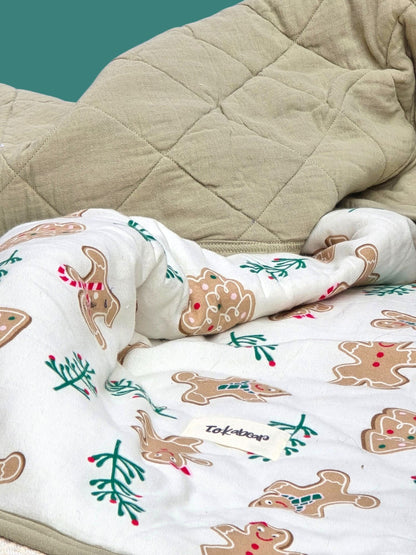 Soft Flannel and Muslin Quilted Toddler Blanket for Toddlers – Gingerbread Man