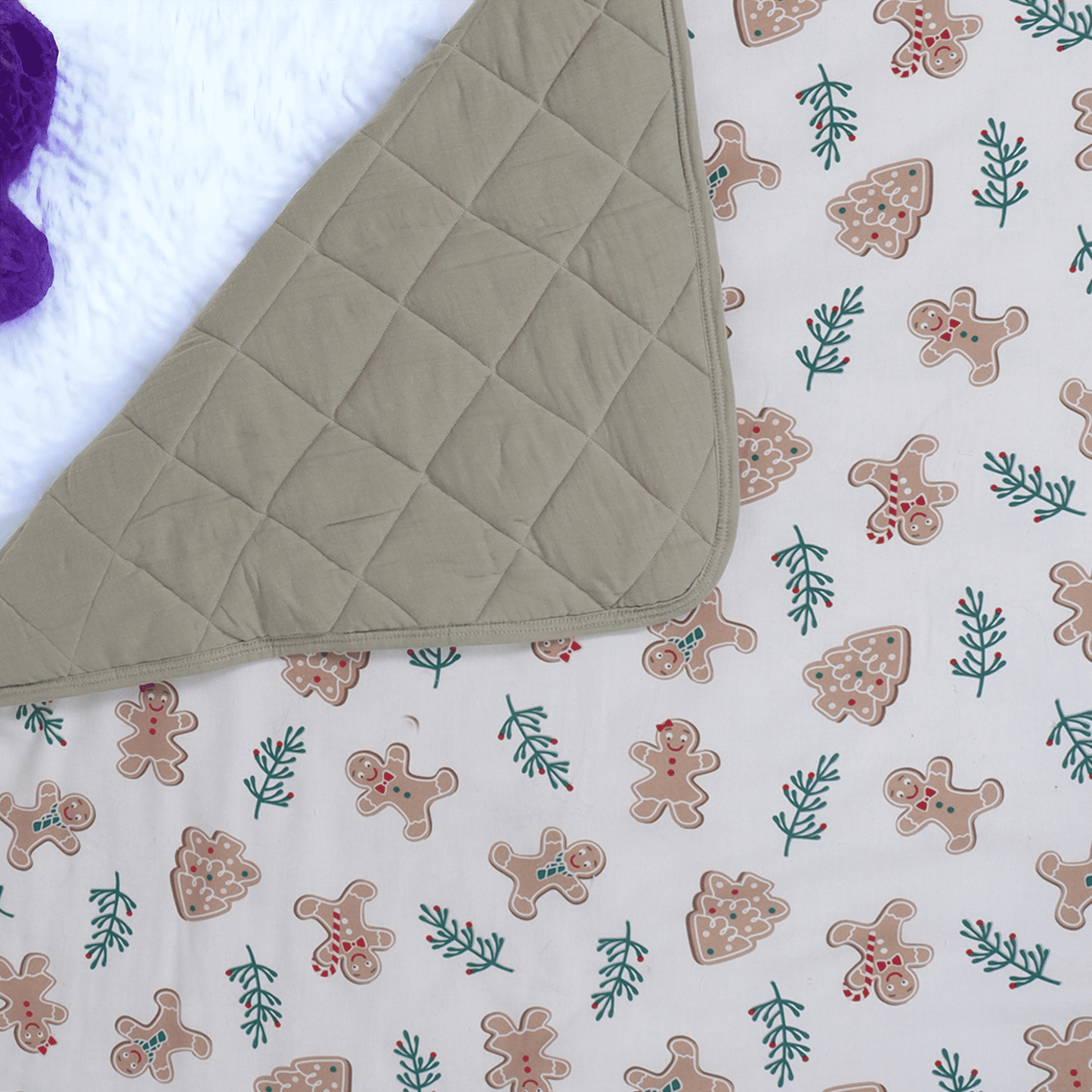 Soft Flannel and Muslin Quilted Toddler Blanket for Toddlers – Gingerbread Man