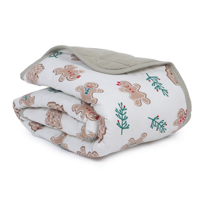 Soft Flannel and Muslin Quilted Toddler Blanket for Toddlers – Gingerbread Man