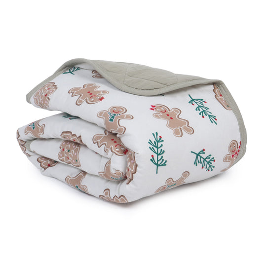 Soft Flannel and Muslin Quilted Toddler Blanket for Toddlers – Gingerbread Man