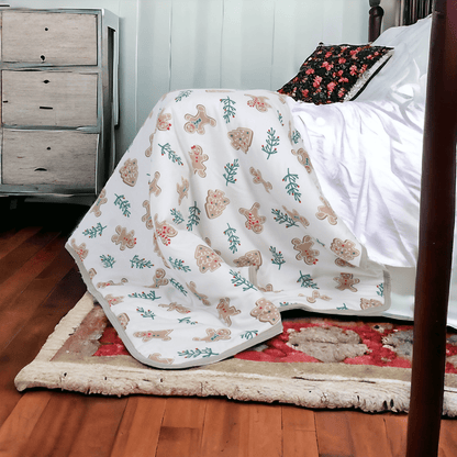 Soft Flannel and Muslin Quilted Toddler Blanket for Toddlers – Gingerbread Man