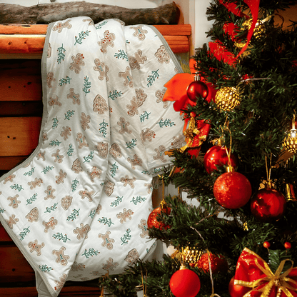 Soft Flannel and Muslin Quilted Toddler Blanket for Toddlers – Gingerbread Man