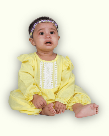 Organic Cotton Full Sleeve Ruffled Rompers for Girls