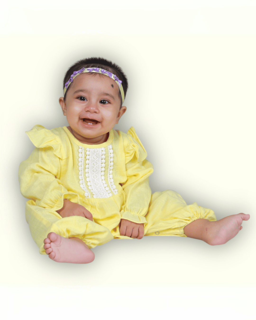 Organic Cotton Full Sleeve Ruffled Rompers for Girls