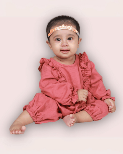 Organic Cotton Full Sleeve Ruffled Rompers for Girls