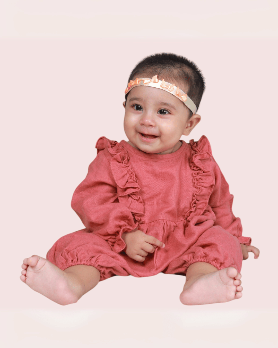 Organic Cotton Full Sleeve Ruffled Rompers for Girls