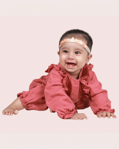 Organic Cotton Full Sleeve Ruffled Rompers for Girls