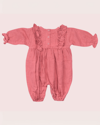 Organic Cotton Full Sleeve Ruffled Rompers for Girls