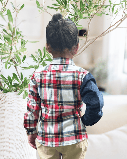 Cotton Flannel & Corduroy Shirt for Kids – Front Placket with Patched Pocket