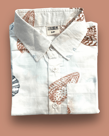 Organic Cotton Muslin Half-Sleeve Shirt for Boys – Resort Collar