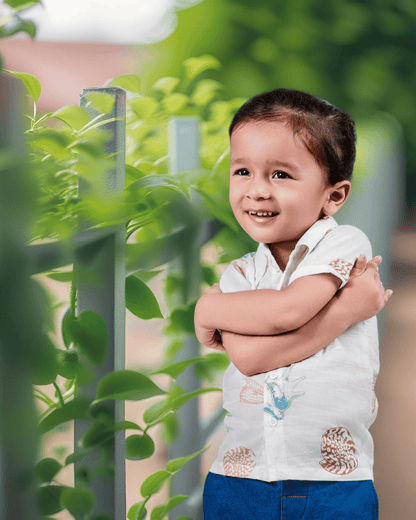 Organic Cotton Muslin Half-Sleeve Shirt for Boys – Resort Collar