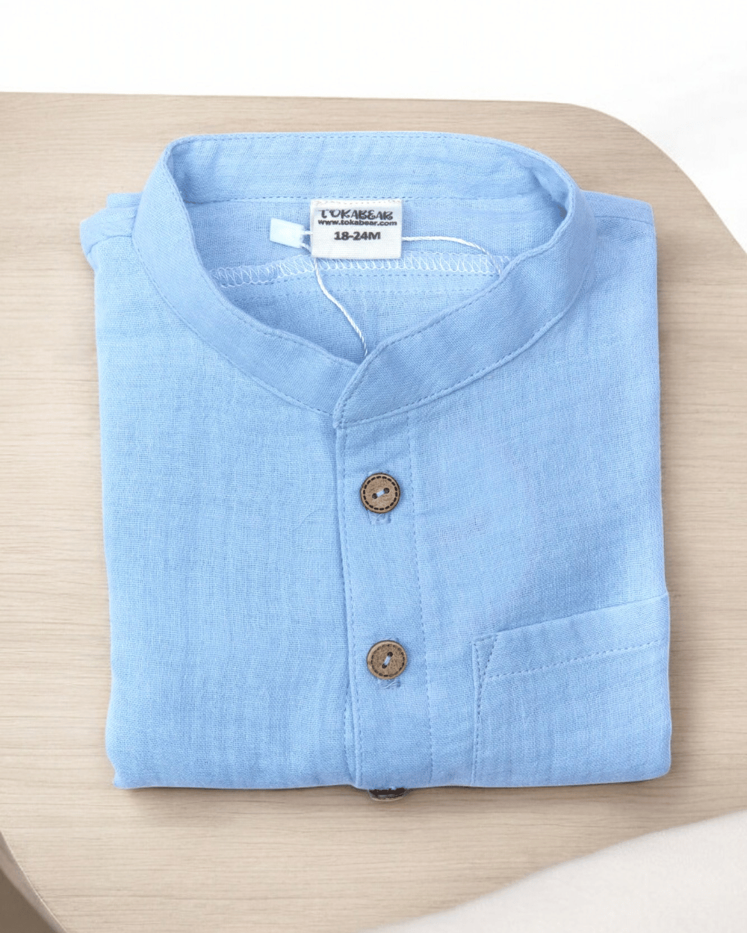 Muslin Shirt Mandarin Collar Bue 1