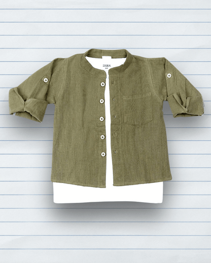 Muslin Shirt Mandarin Collar Green 1