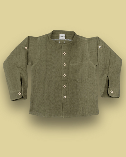 Muslin Shirt Mandarin Collar Green 2