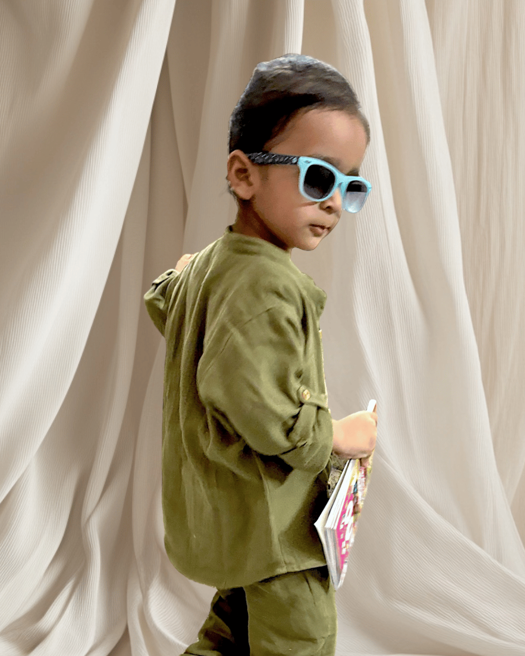 Muslin Shirt Mandarin Collar Green 3