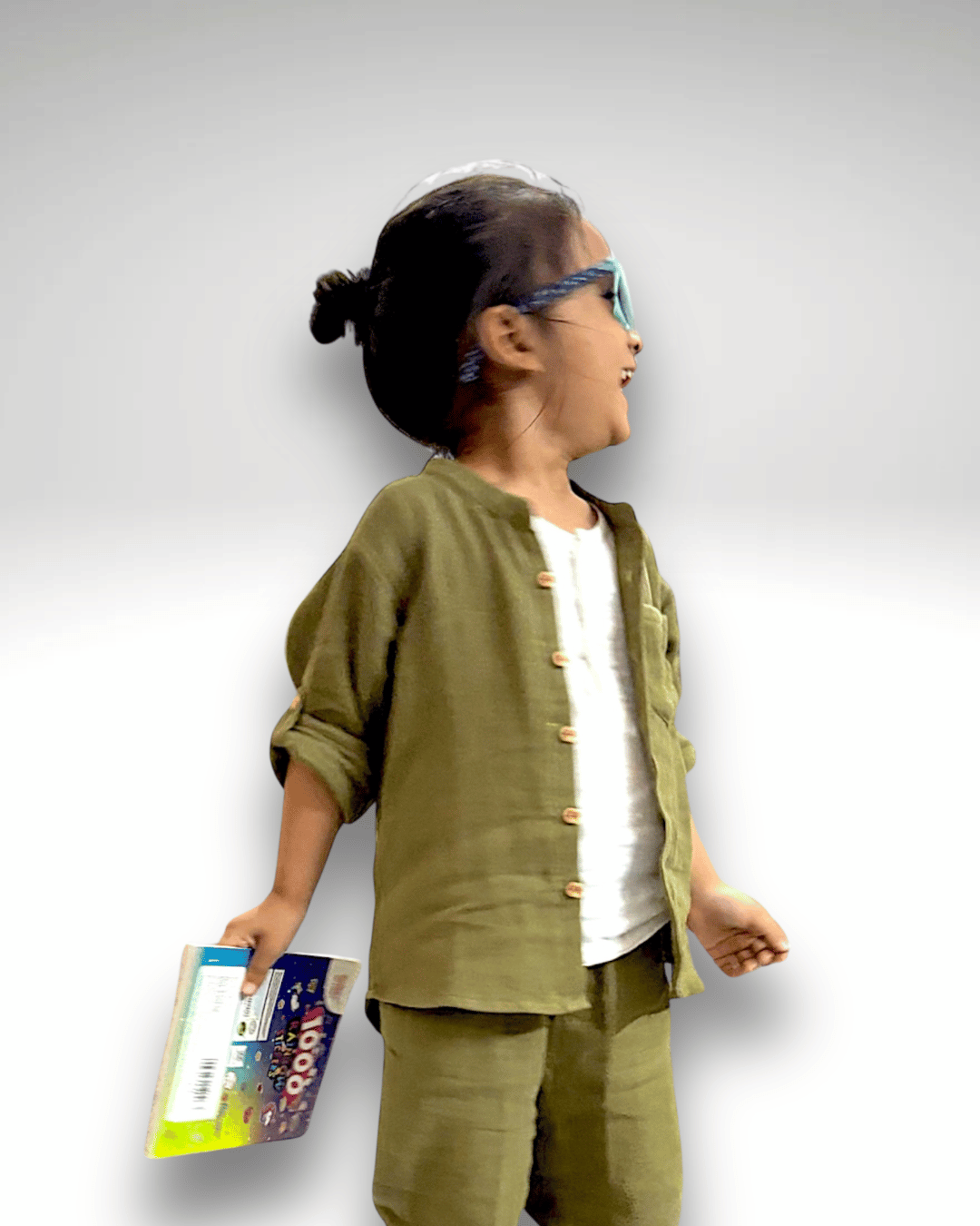 Muslin Shirt Mandarin Collar Green 4