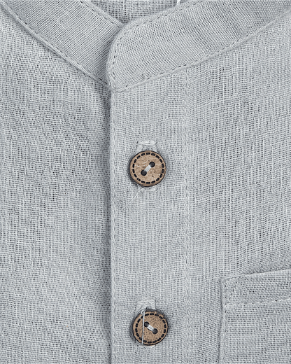 Muslin Shirt Mandarin Collar Grey 3