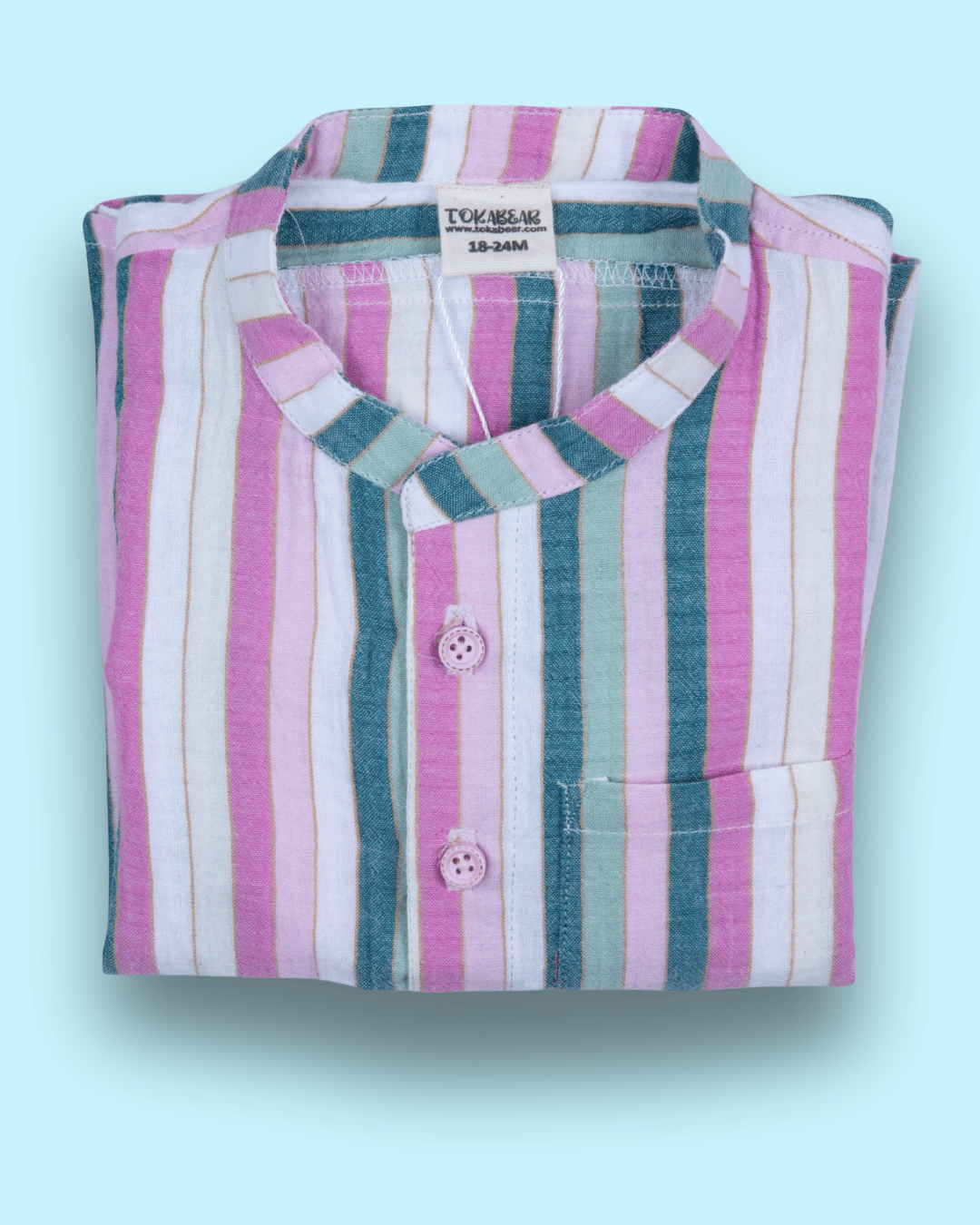 Muslin Shirt Mandarin Collar Multi 1