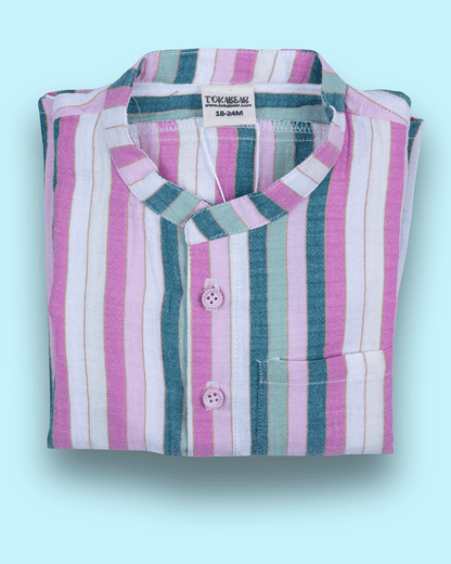 Muslin Shirt Mandarin Collar Multi 1
