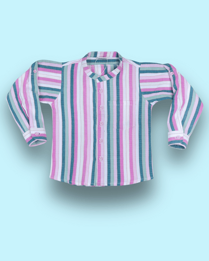 Muslin Shirt Mandarin Collar Multi 2