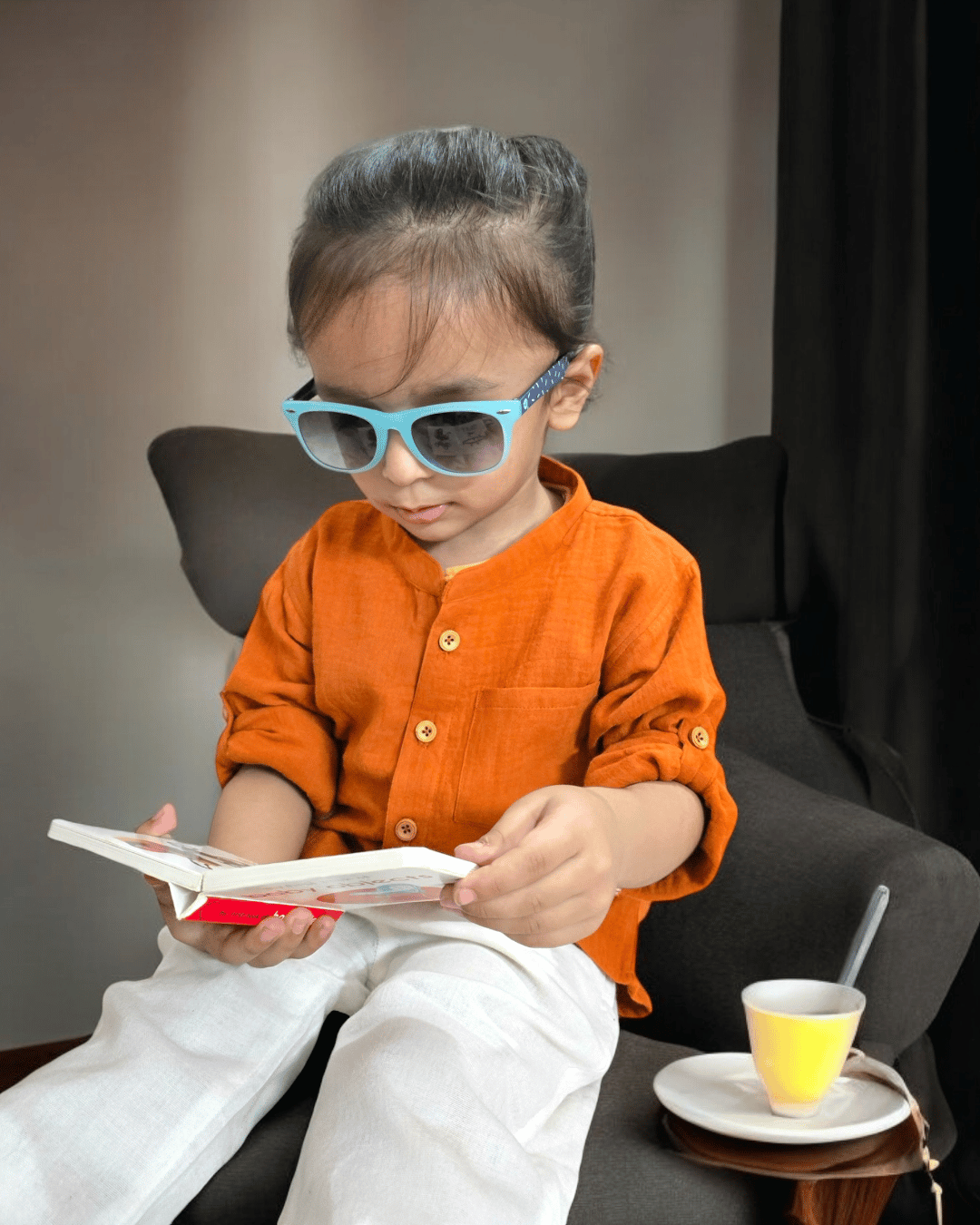 Muslin Shirt Mandarin Collar Orange 3