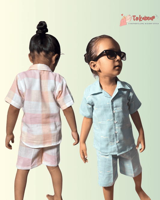 Unisex Resort Collar Muslin Co-ord Set Combo (Combo of 2 Sets)