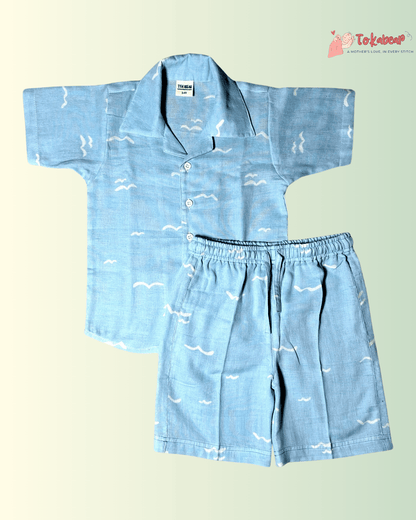 Unisex Resort Collar Muslin Co-ord Set Combo (Combo of 2 Sets)