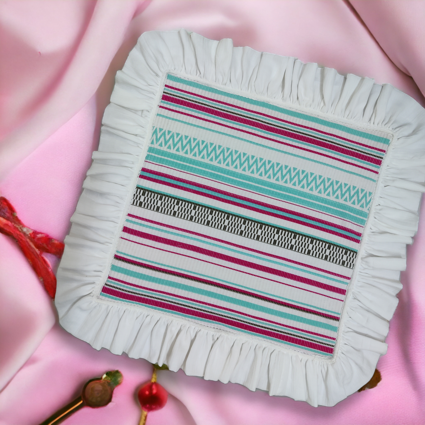 Receiving Blanket Striped with Ruffle Trim Borders for Babies – Cotton Candy