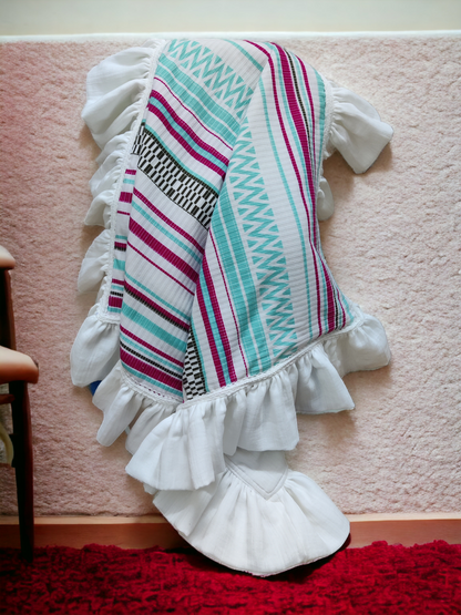 Receiving Blanket Striped with Ruffle Trim Borders for Babies – Cotton Candy