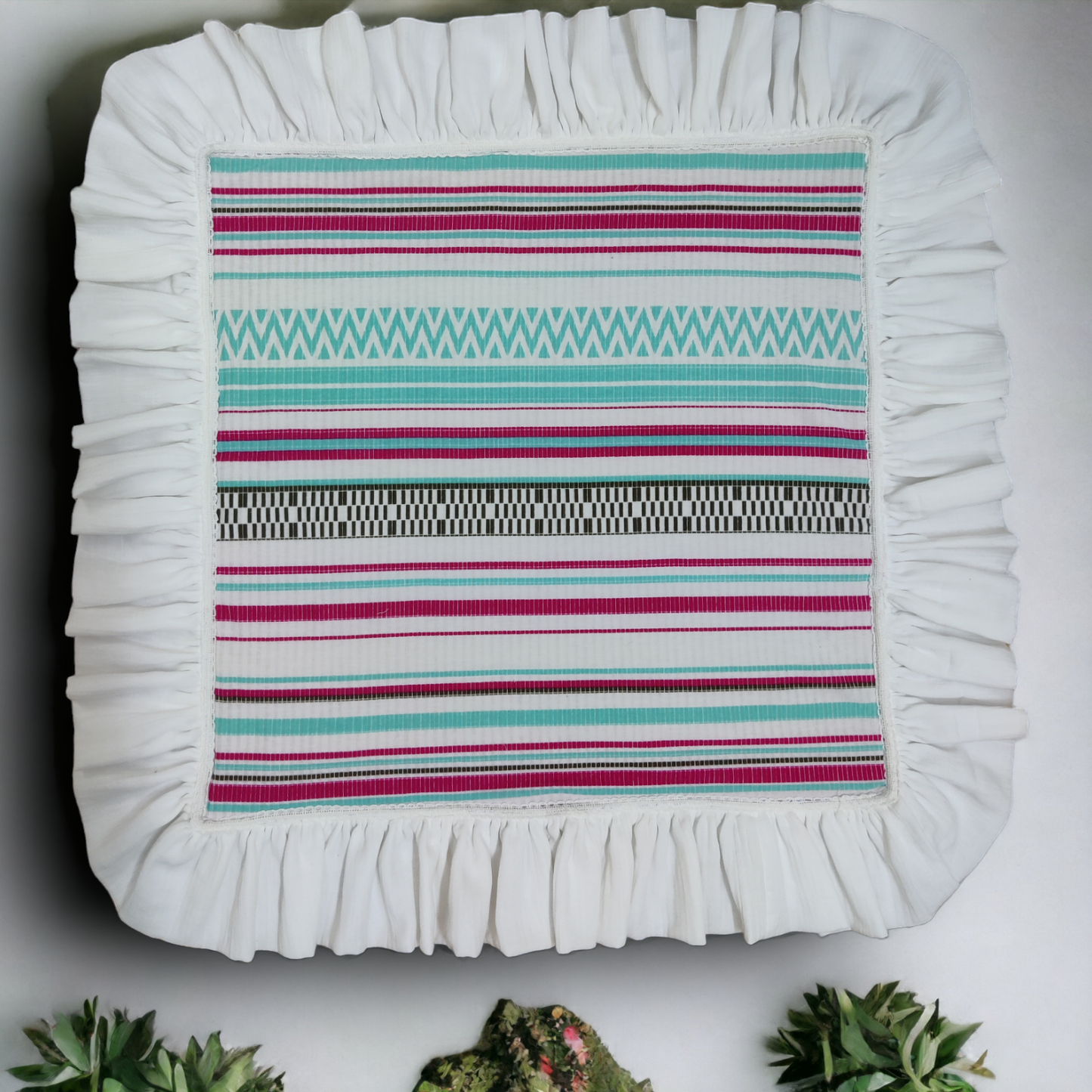 Receiving Blanket Striped with Ruffle Trim Borders for Babies – Cotton Candy