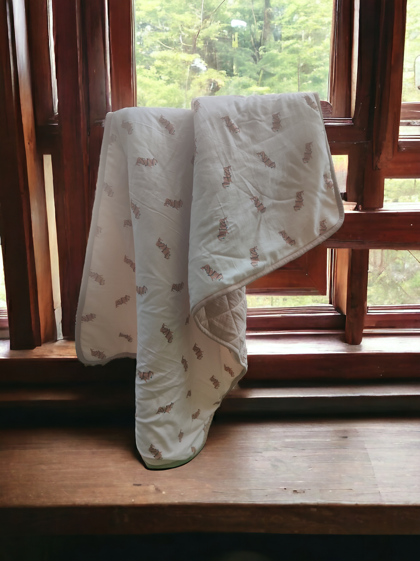 Soft Flannel and Muslin Quilted Toddler Blanket for Toddlers – Dachshund in Christmas Lights