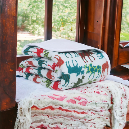 Soft Flannel and Muslin Quilted Toddler Blanket for Toddlers – Reindeer on Snow